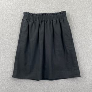 J. Crew Skirt Womens 00 Black Linen Cotton Blend City Elastic Waist Pockets